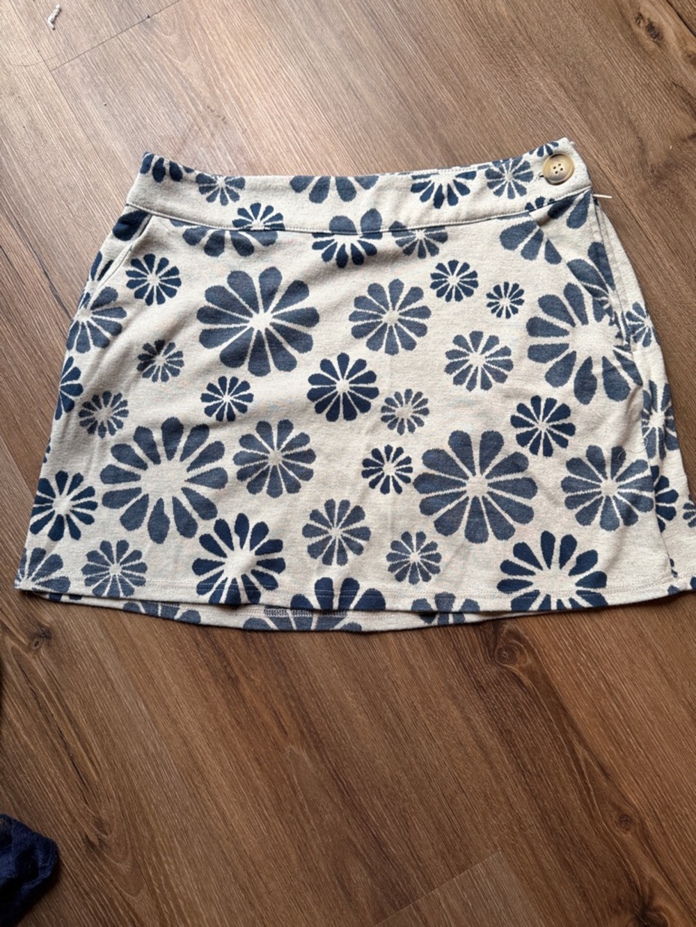 Altar'd State Blue Floral Knit Mini Skirt on Cream